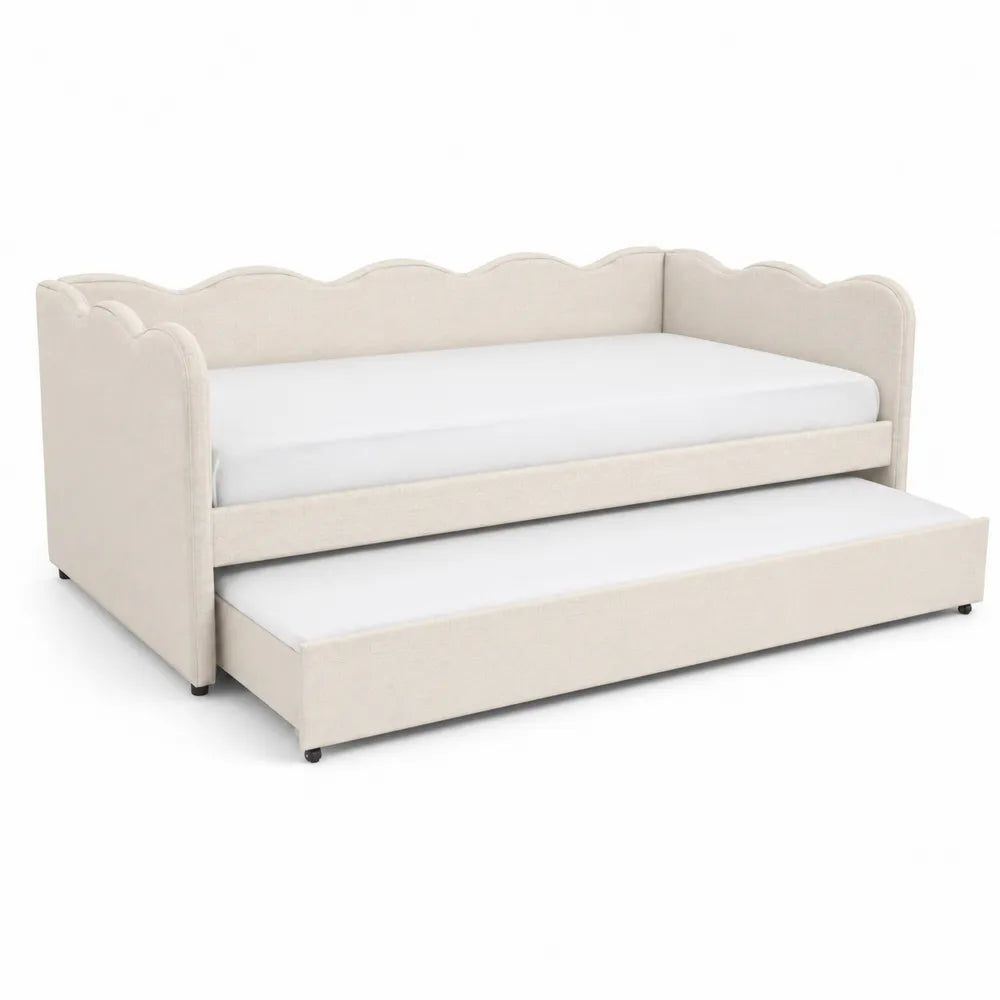 Sofá Cama Nido en Lino Beige con Cama Extraíble 200x90x85 cm