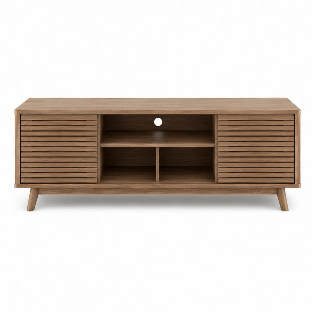 Aparador de madera de roble con puertas correderas 140x40x50 cm