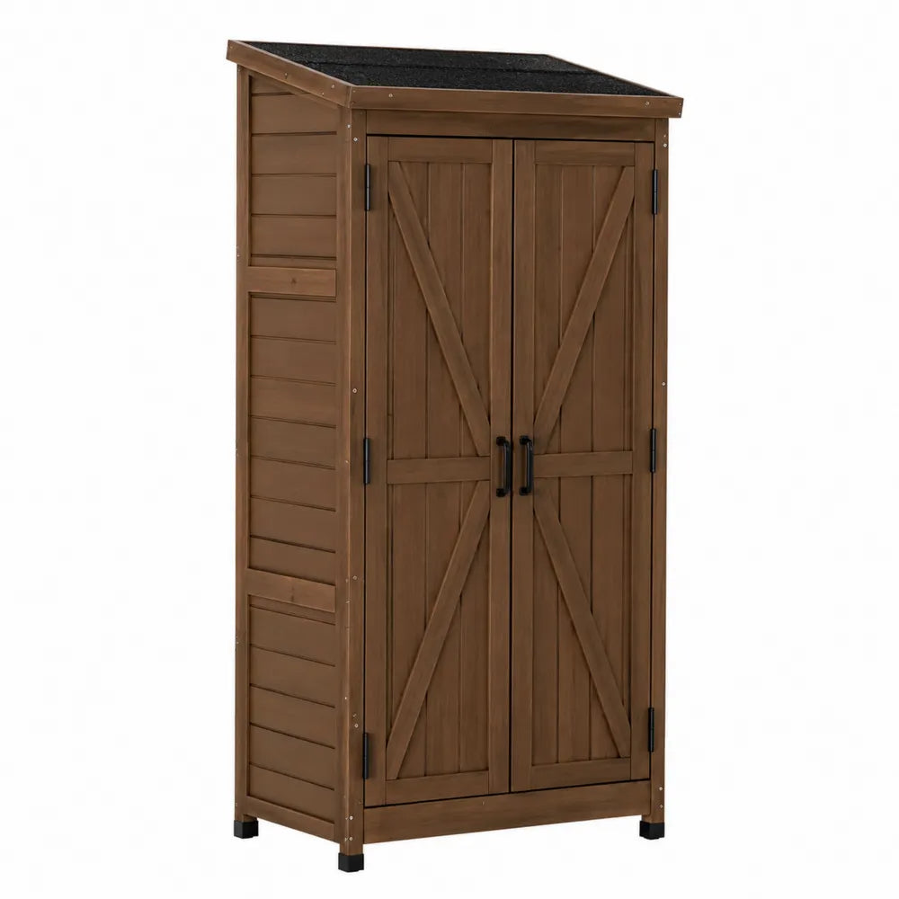 Armario de madera para exterior 87x46x160 cm color marrón