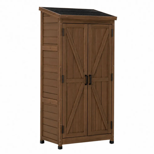 Armario de madera para exterior 87x46x160 cm color marrón