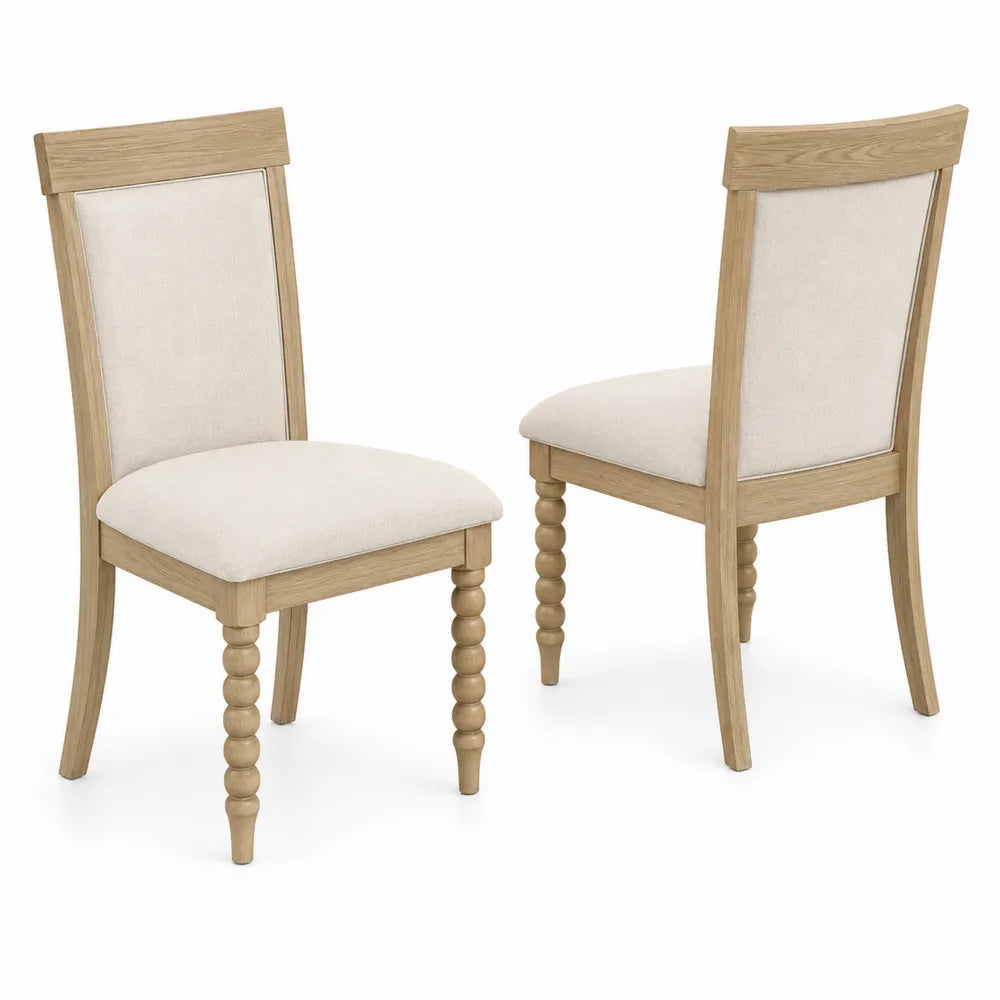 Conjunto de 2 sillas de madera con tapizado beige
