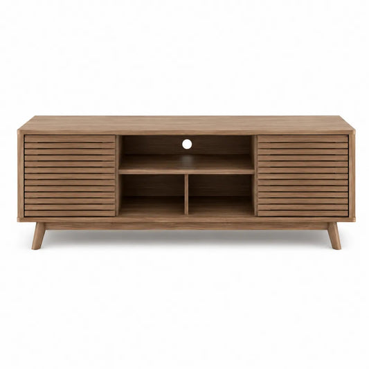 Aparador de madera de roble con puertas correderas 140x40x50 cm