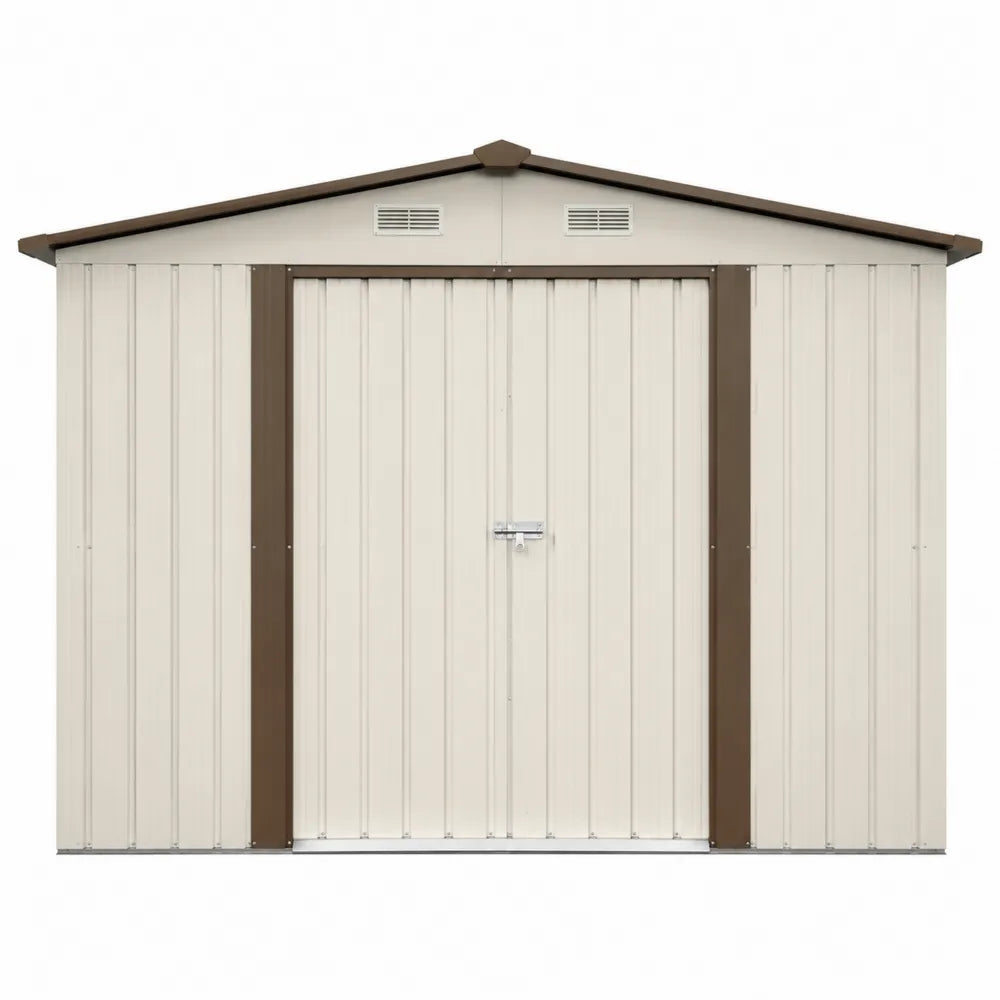 Cobertizo de Almacenamiento Metálico Beige y Marrón 213x127x185 cm