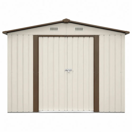Cobertizo de Almacenamiento Metálico Beige y Marrón 213x127x185 cm
