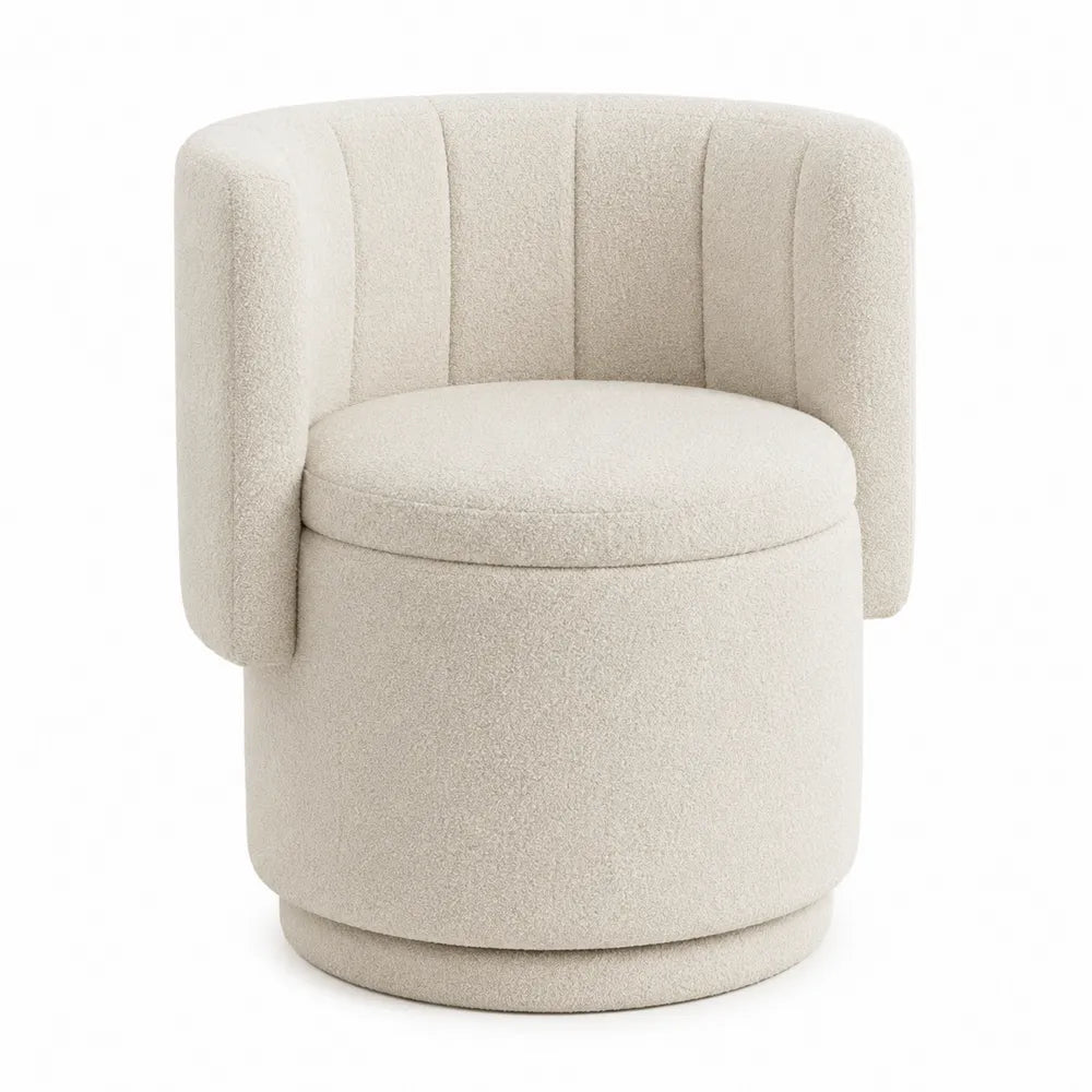 Silla giratoria de tejido crema con respaldo curvo 75x50x50 cm