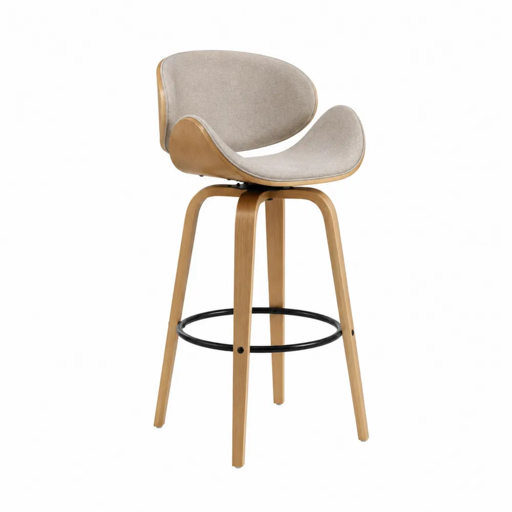 Taburete giratorio de madera y metal beige 110 cm