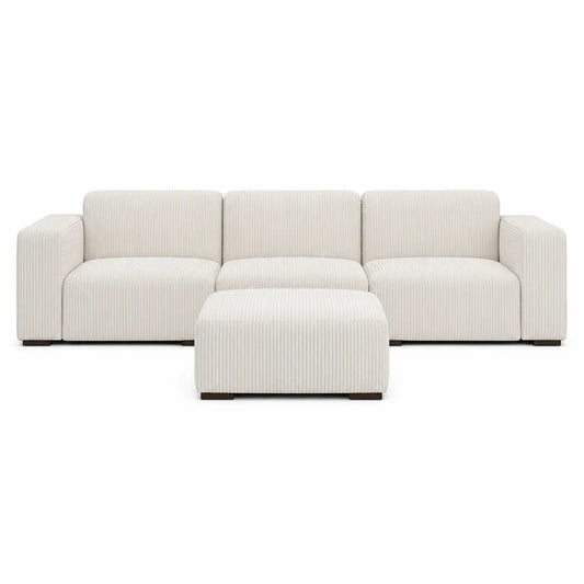 Sofá modular en L de chenilla beige de 4 plazas