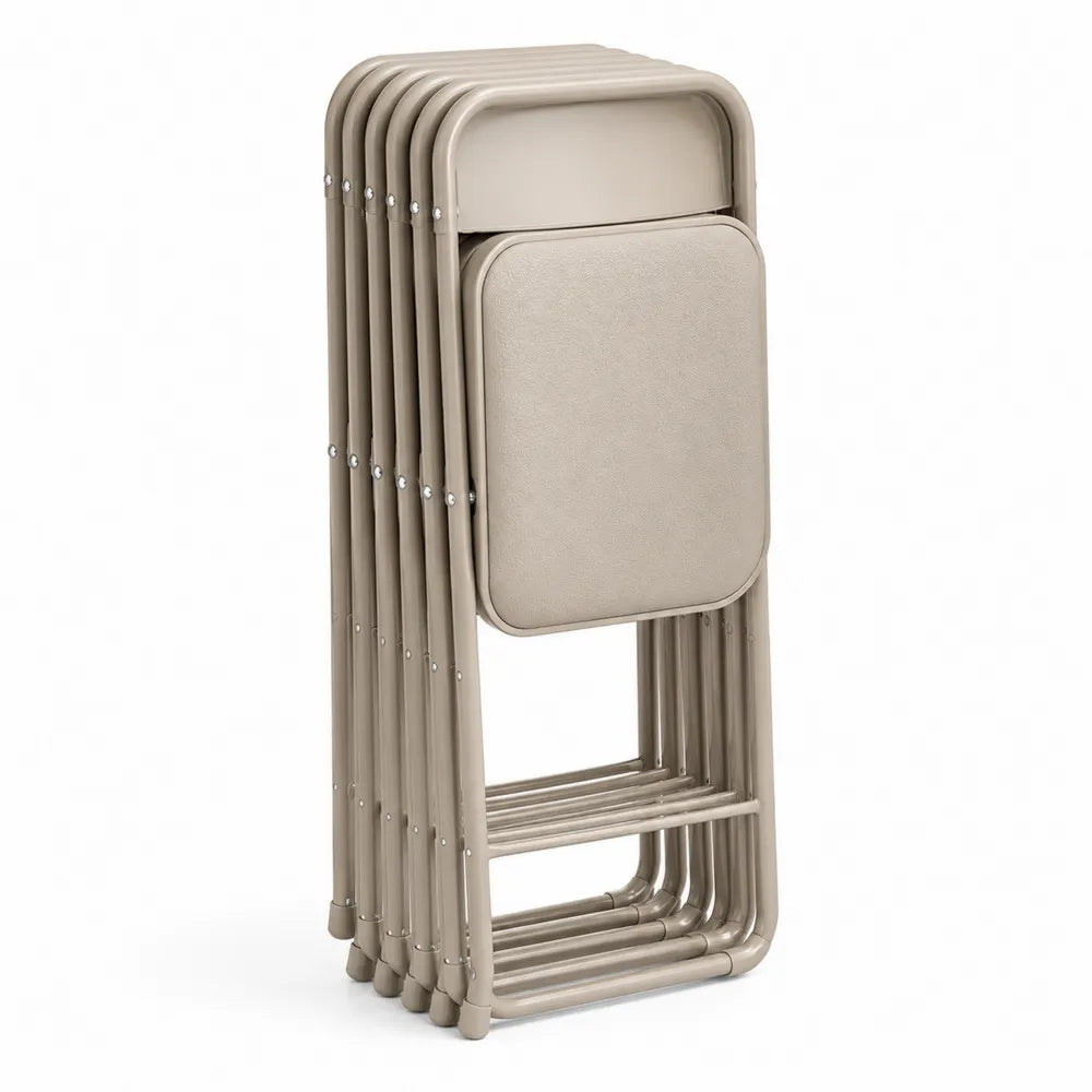 Conjunto de 6 sillas plegables de acero y poliéster beige