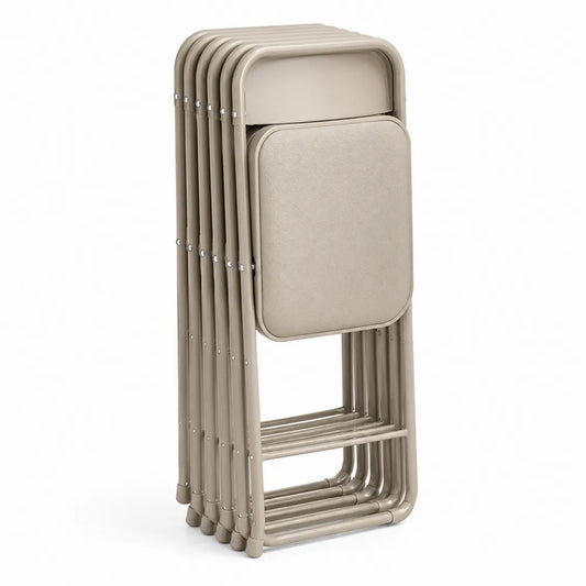 Conjunto de 6 sillas plegables de acero y poliéster beige