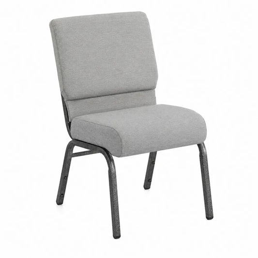 Silla gris de metal con tapizado en poliéster